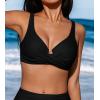 CUPSHE Womens Bikini Top Swimsuit Underwire Wrapped Top Sweetheart Neck Adjustable Straps Back Hook(Black)