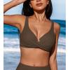 CUPSHE Womens Bikini Top Swimsuit Underwire Wrapped Top Sweetheart Neck Adjustable Straps Back Hook(Brown)