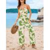 CUPSHE Women’s Boho Casual Jumpsuits Floral Print Sleeveless Halter Neck Wide Leg One Piece Rompers Vacation Outfits(Green)