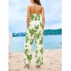 CUPSHE Women’s Boho Casual Jumpsuits Floral Print Sleeveless Halter Neck Wide Leg One Piece Rompers Vacation Outfits(Green)