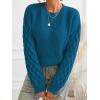 CUPSHE Women’s Cable Knit Sweater Long Sleeve Crew Neck Sweaters Fall Pullover Sweater Tops(Blue)