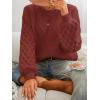 CUPSHE Women’s Cable Knit Sweater Long Sleeve Crew Neck Sweaters Fall Pullover Sweater Tops(Brick Red)