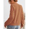 CUPSHE Women’s Cable Knit Sweater Long Sleeve Crew Neck Sweaters Fall Pullover Sweater Tops(Brown)