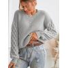 CUPSHE Women’s Cable Knit Sweater Long Sleeve Crew Neck Sweaters Fall Pullover Sweater Tops(Gray)