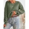 CUPSHE Women’s Cable Knit Sweater Long Sleeve Crew Neck Sweaters Fall Pullover Sweater Tops(Green)
