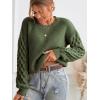 CUPSHE Women’s Cable Knit Sweater Long Sleeve Crew Neck Sweaters Fall Pullover Sweater Tops(Olive Green)