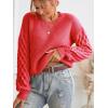 CUPSHE Women’s Cable Knit Sweater Long Sleeve Crew Neck Sweaters Fall Pullover Sweater Tops(Red)