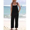 CUPSHE Women’s Casual Loose Overalls Jumpsuits Sleeveless Overall Scoop Neck Button Front Outfit Casual Beach Green(Black)