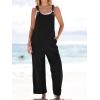 CUPSHE Women’s Casual Loose Overalls Jumpsuits Sleeveless Overall Scoop Neck Button Front Outfit Casual Beach Green(Black)