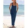 CUPSHE Women’s Casual Loose Overalls Jumpsuits Sleeveless Overall Scoop Neck Button Front Outfit Casual Beach Green(Dark Blue)