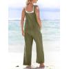 CUPSHE Women’s Casual Loose Overalls Jumpsuits Sleeveless Overall Scoop Neck Button Front Outfit Casual Beach Green(Green)