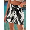 CUPSHE Womens Casual Shorts Drawstring High Waist Beach Coverup Shorts(Black Colorblock)