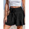 CUPSHE Women’s Casual Shorts Smocked High Rise Bathing Suit Cover Up Wide Leg Beach Summer Shorts(Black)