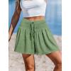 CUPSHE Women’s Casual Shorts Smocked High Rise Bathing Suit Cover Up Wide Leg Beach Summer Shorts(Green)
