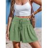CUPSHE Women’s Casual Shorts Smocked High Rise Bathing Suit Cover Up Wide Leg Beach Summer Shorts(Green)
