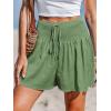 CUPSHE Women’s Casual Shorts Smocked High Rise Bathing Suit Cover Up Wide Leg Beach Summer Shorts(Green)