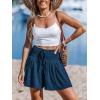 CUPSHE Women’s Casual Shorts Smocked High Rise Bathing Suit Cover Up Wide Leg Beach Summer Shorts(Navy Blue)