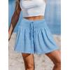 CUPSHE Women’s Casual Shorts Smocked High Rise Bathing Suit Cover Up Wide Leg Beach Summer Shorts(Sky Blue)