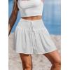 CUPSHE Women’s Casual Shorts Smocked High Rise Bathing Suit Cover Up Wide Leg Beach Summer Shorts(White)
