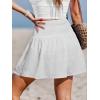 CUPSHE Women’s Casual Shorts Smocked High Rise Bathing Suit Cover Up Wide Leg Beach Summer Shorts(White)