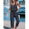 CUPSHE Women’s Casual Sleeveless Scoop Neck Button Down Overalls With Pockets(Black)