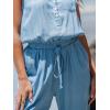 CUPSHE Women’s Casual Sleeveless Scoop Neck Button Down Overalls With Pockets(Light Blue)