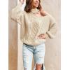 CUPSHE Womens Cold Shoulder Sweaters Long Sleeve Mock Neck Casual Lightweight Pullover Sweater Tops(Beige)