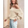 CUPSHE Womens Cold Shoulder Sweaters Long Sleeve Mock Neck Casual Lightweight Pullover Sweater Tops(Beige)