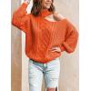 CUPSHE Womens Cold Shoulder Sweaters Long Sleeve Mock Neck Casual Lightweight Pullover Sweater Tops(Rust Red)