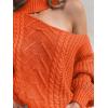 CUPSHE Womens Cold Shoulder Sweaters Long Sleeve Mock Neck Casual Lightweight Pullover Sweater Tops(Rust Red)
