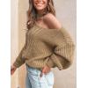 CUPSHE Womens Cold Shoulder Sweaters Long Sleeve Mock Neck Casual Lightweight Pullover Sweater Tops(Sand)