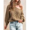 CUPSHE Womens Cold Shoulder Sweaters Long Sleeve Mock Neck Casual Lightweight Pullover Sweater Tops(Sand)