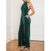 CUPSHE Women’s Corduroy Jumpsuit Halter Neck Sleeveless Straight Leg Rompers High Waist Party Dressy Jumpsuits 2025(Green)