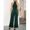 CUPSHE Women’s Corduroy Jumpsuit Halter Neck Sleeveless Straight Leg Rompers High Waist Party Dressy Jumpsuits 2025(Green)