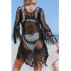 CUPSHE Women‘s Cover Up Crochet Poncho Swimsuit Tassel Dresses Hollow Out S-XXL 2025(Black)