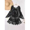CUPSHE Women‘s Cover Up Crochet Poncho Swimsuit Tassel Dresses Hollow Out S-XXL 2025(Black)