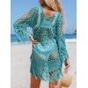 CUPSHE Women‘s Cover Up Crochet Poncho Swimsuit Tassel Dresses Hollow Out S-XXL 2025(Blue)