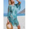 CUPSHE Women‘s Cover Up Crochet Poncho Swimsuit Tassel Dresses Hollow Out S-XXL 2025(Blue)