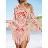 CUPSHE Women‘s Cover Up Crochet Poncho Swimsuit Tassel Dresses Hollow Out S-XXL 2025(Pink)