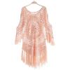 CUPSHE Women‘s Cover Up Crochet Poncho Swimsuit Tassel Dresses Hollow Out S-XXL 2025(Pink)
