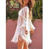 CUPSHE Women‘s Cover Up Crochet Poncho Swimsuit Tassel Dresses Hollow Out S-XXL 2025(White)