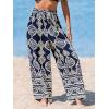 CUPSHE Women’s Cover up Boho Floral Print Sarong Pants High Waist Wrap Cover-Up Pant(Black-white)