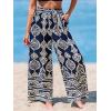 CUPSHE Women’s Cover up Boho Floral Print Sarong Pants High Waist Wrap Cover-Up Pant(Black-white)