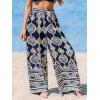 CUPSHE Women’s Cover up Boho Floral Print Sarong Pants High Waist Wrap Cover-Up Pant(Black-white)