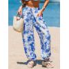 CUPSHE Women’s Cover up Boho Floral Print Sarong Pants High Waist Wrap Cover-Up Pant(Blue)