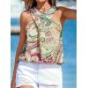 CUPSHE Womens Criss Cross Tank Top Halter Sleeveless Blouse Shirts Summer Casual Basic Cami Tops(Paisley)