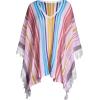 CUPSHE Women’s Crochet Beach Bikini Cover Up Colorful Strip Tassels V Neck Drop Shoulde 3/4 Sleeve Loose Waisted Mini Length(Red)