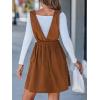 CUPSHE Women’s Deep V Neck Fall Mini Dress A Line Sleeveless Overall Dress Elastic Waist Side Pockets Casual Jumper(Burnt Orange)