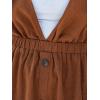 CUPSHE Women’s Deep V Neck Fall Mini Dress A Line Sleeveless Overall Dress Elastic Waist Side Pockets Casual Jumper(Burnt Orange)