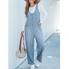 CUPSHE Women’s Denim Jumpsuit Sleeveless Wide Leg Casual Cotton Jumpsuit Front Zip Pocket Romper(Blue)